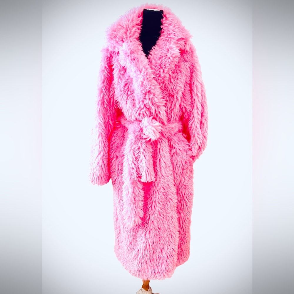 NWOT! SAMPLE ONE OF A KIND.  only 1 made Dolls Kill New Pink Faux Fur Long Coat